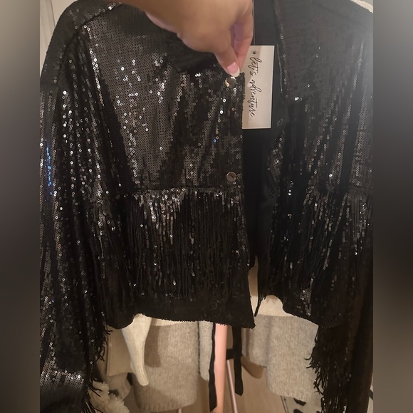 12th Tribe Star Crossed Black Sequin Jacket - Picture 8 of 10
